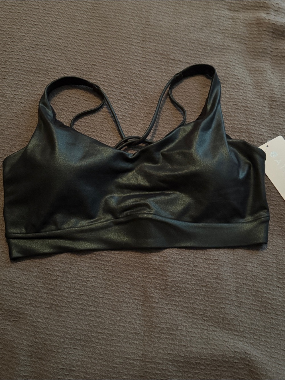 Athleta Metallic Green Strappy Sports Bralette